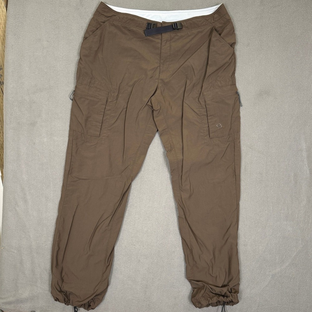 Mountain Hardwear Cargo Pants Women 14 Brown Nylon Brushed Lined Belted Hiking